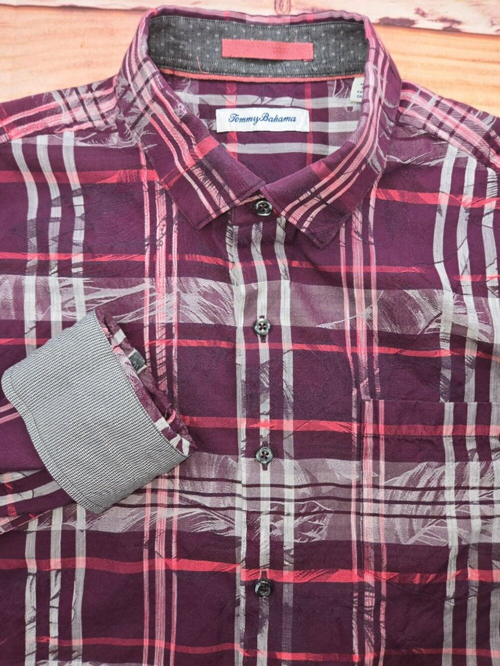 Tommy Bahama Mens Silk Blend Button-Up Shirt Large